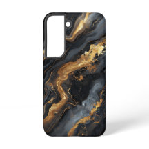 Lyxig svart och guld marmor telefonfodral