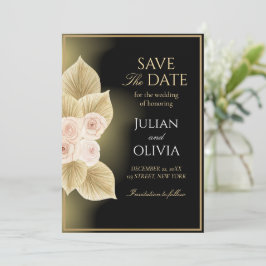 Lyxig svart och guld Save the Date-kort Inbjudningar