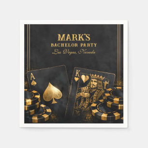 Lyxig Svart Och Guld Vegas Sjungkarlsfest Pappersservett