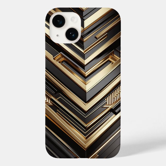 Lyxig svart och guldgeometrisk telefonfodral moder (Baksida)