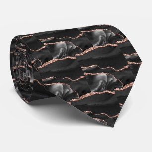 Lyxig svart roséguld falsk glitter falsk silke slips
