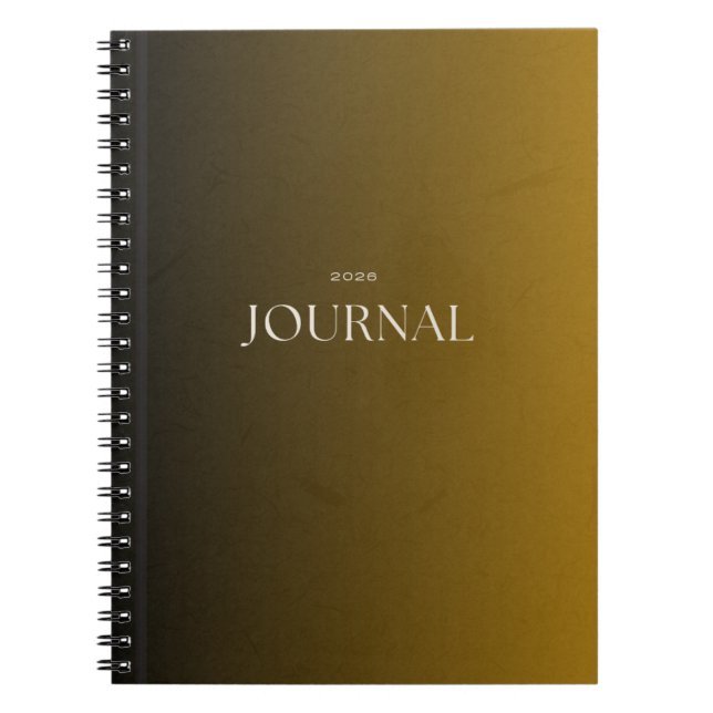 Lyxig svart & senap-journal 2026 anteckningsbok (Framsidan)
