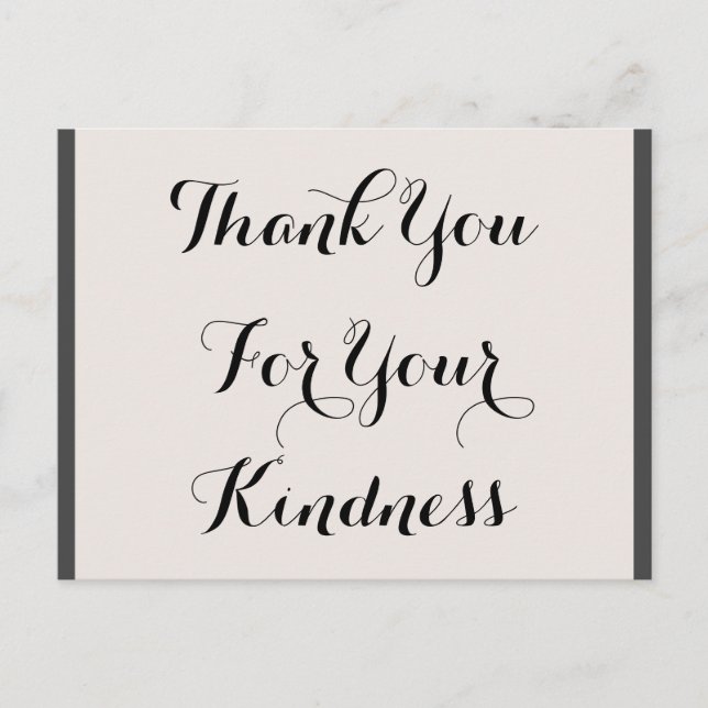 Lyxig "Tack för din vänlighet" vykort (Framsida)