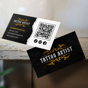 Lyxig tatueringsartist Guld Svart Kom i kontakt me Visitkort