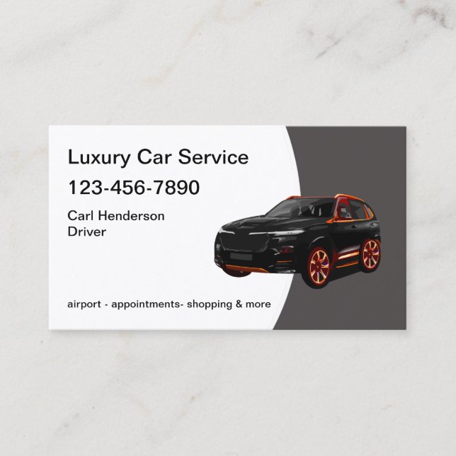 Lyxig taxibilservice visitkort (Framsida)