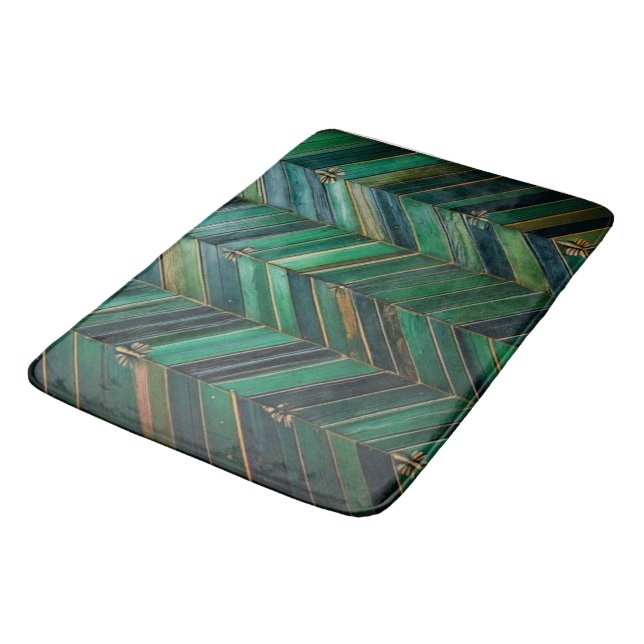 Lyxig Teal Chevron & Guld Inlägg Badmatta Badrumsmatta (Vinklad)