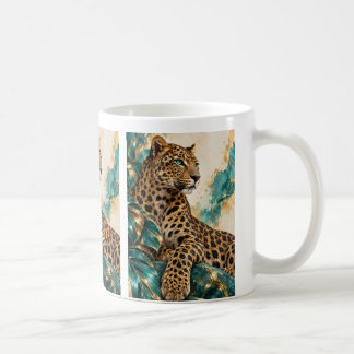 Lyxig Teal och Guld Leopard Mugg