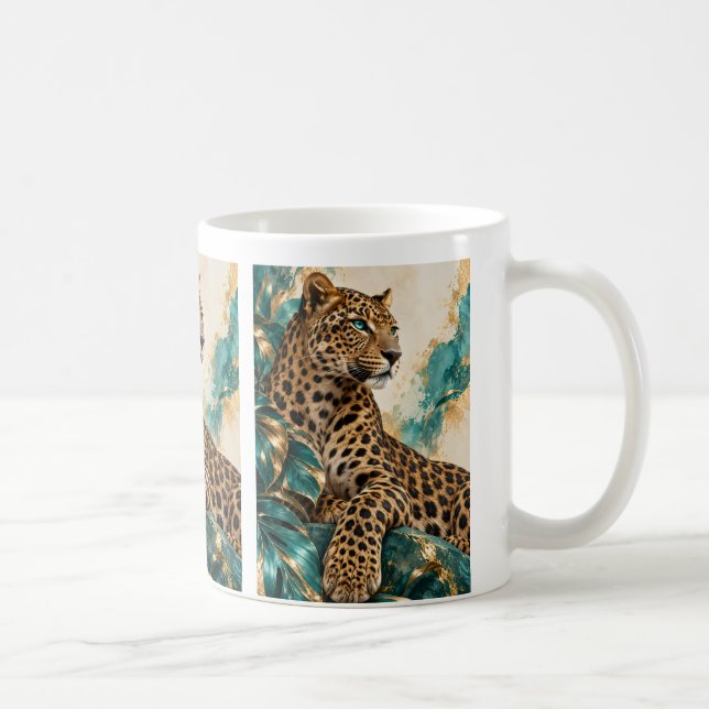 Lyxig Teal och Guld Leopard Mugg (Höger)
