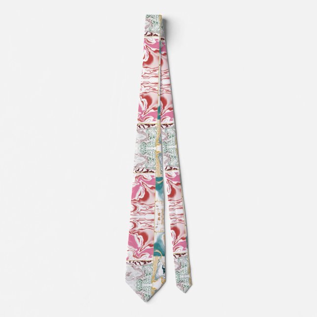 Lyxig Teal & Roséguld Marmorvirvel Fluidmarmor Slips (Framsida)