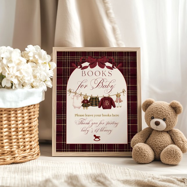 Lyxig Teddy Baby Shower Flicka Rutiga Böcker Poster (Skapare uppladdad)