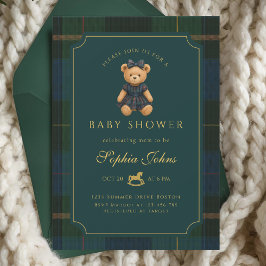 Lyxig Teddy Bear babyfirande Inbjudningar
