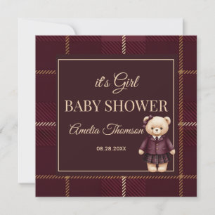 Lyxig Teddybjörn baby shower Inbjudningar