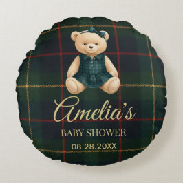 Lyxig Teddybjörn Baby Shower Rund Kudde