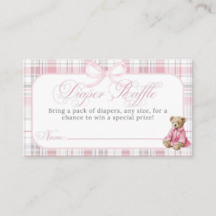 Lyxig Teddybjörn Rosa Plaid Flicknamnsdopp Tilläggskort