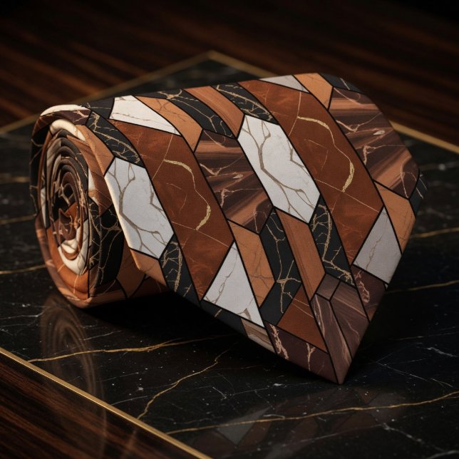 Lyxig Terrakotta och Svart Marmor Geometrisk Slips (Skapare uppladdad)