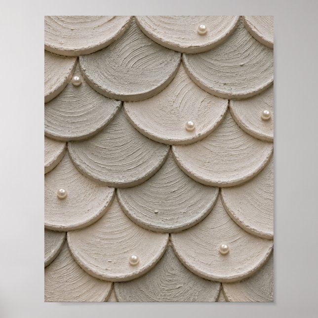 Lyxig Texturerad Scallop Väggkonst | Neutral Beige (Framsidan)