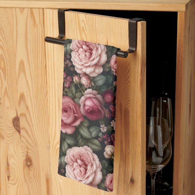 Lyxig trädgårdsros Floral konst Kökshandduk (Thirds Fold)