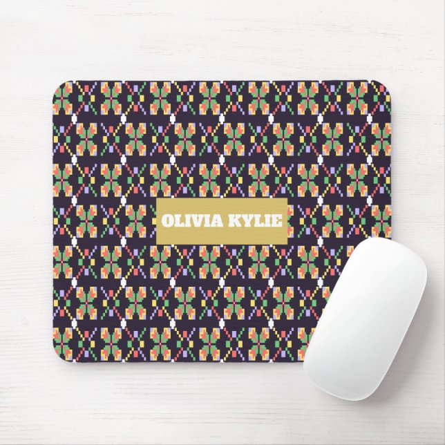 Lyxig traditionell Songket Pixel Broderimotiv  Musmatta (Med mus)
