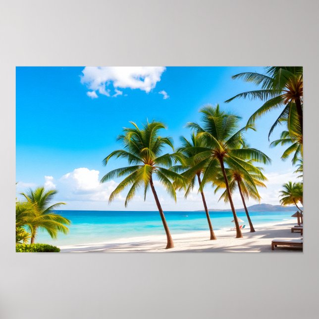 Lyxig tropisk resortstrand poster (Framsidan)