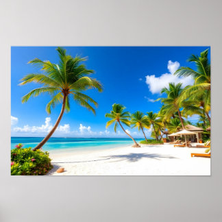 Lyxig tropisk resortstrand poster