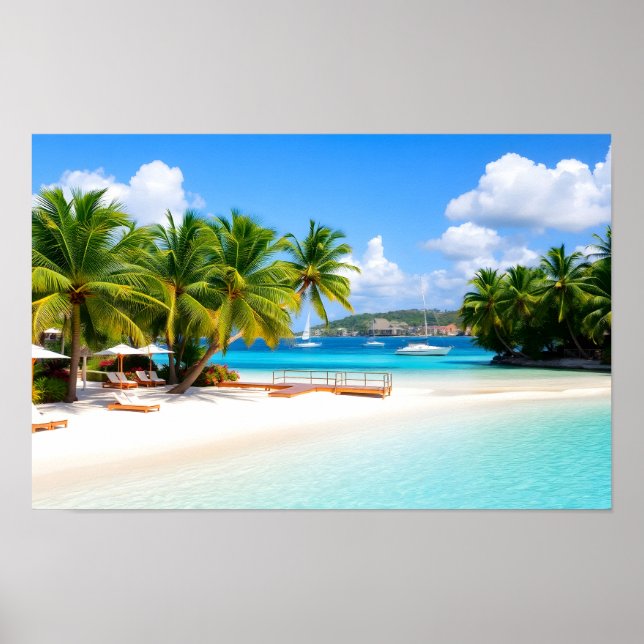 Lyxig tropisk resortstrand poster (Framsidan)