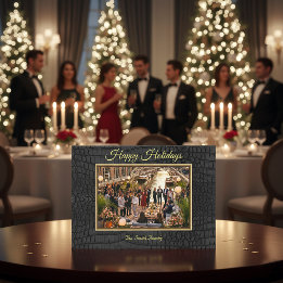 Lyxig tryckt falsk svart krokodilstruktur foto julkort