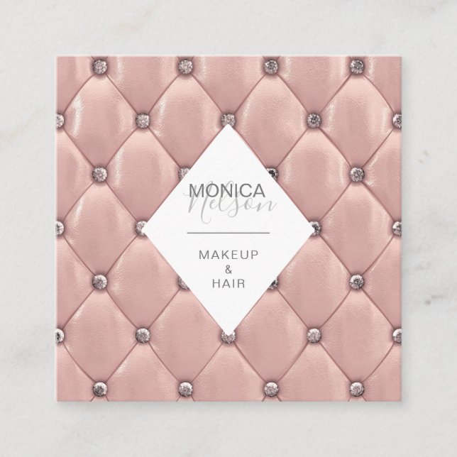 lyxig tuftad faux ro guld affärskort fyrkantigt visitkort (Framsida)