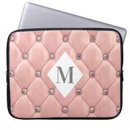 lyxig tuftad roséguld monogram laptop fodral