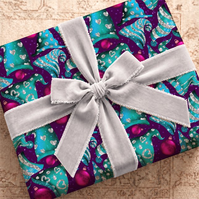 Lyxig turkos glitter jul Tomte hatt Presentpapper (Skapare uppladdad)