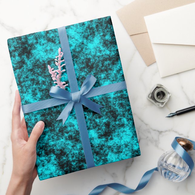 Lyxig turkos och svart marmor presentpapper (Gifting)