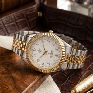 Lyxig Tvåtonad Fusion Kronklocka - Elegant Armbandsur
