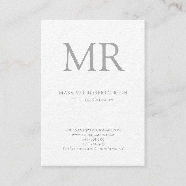 Lyxig Tyk Modern Monogram Enkel Minimalistisk Visitkort (Framsida)
