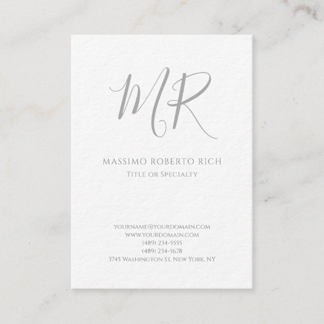 Lyxig Tyk Modern Monogram Enkel Minimalistisk Visitkort (Framsida)