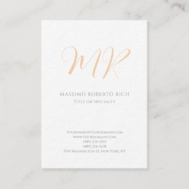 Lyxig Tyk Modern Monogram Enkel Minimalistisk Visitkort (Framsida)