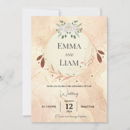 Lyxig unik bröllopskort – Personlig förgylld Inbjudningar