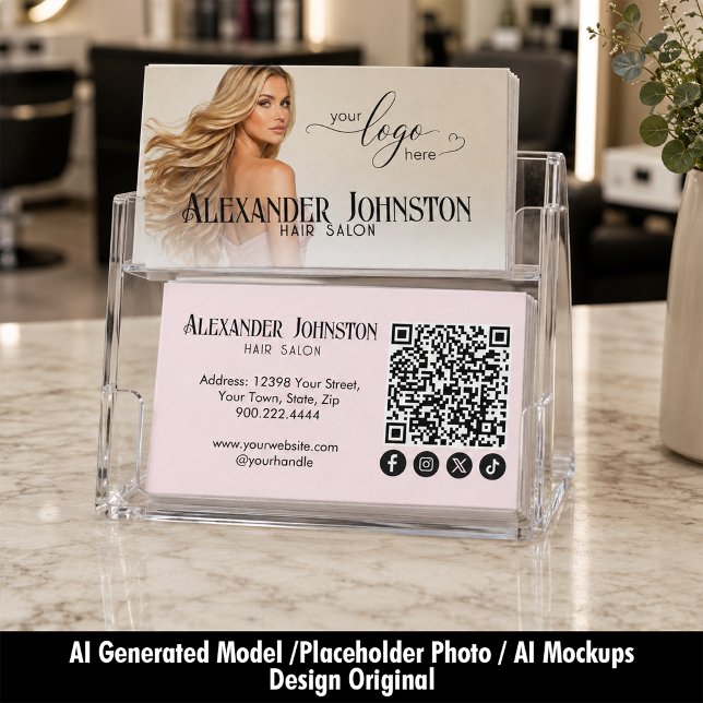 Lyxig varumärkesidentitet för blond hårstylist visitkort (Luxury Blonde Hair Stylist Brand Identity Business Card)