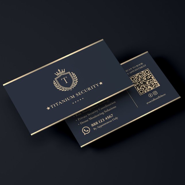 Lyxig verkställande säkerhetskonsult vapen Navy Visitkort (Luxury Executive Security Consultant Crest Navy Business Card
)