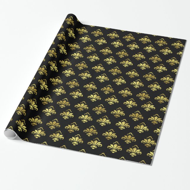 Lyxig viktoriansk Damask tryckt Presentpapper (Utrullad)