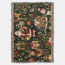 Lyxig Vintage Jul Holiday Mönster Filt