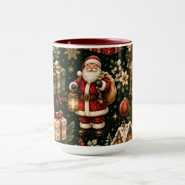 Lyxig Vintage Jul Holiday Mönster Kombination Mugg (Center)