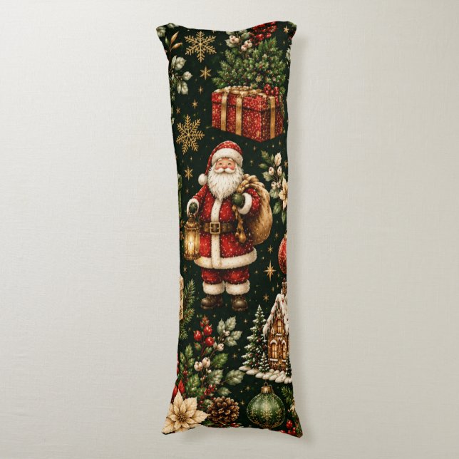 Lyxig Vintage Jul Holiday Mönster Kroppskudde (Framsidan Vertikal)
