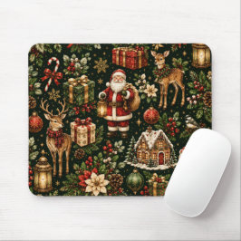 Lyxig Vintage Jul Holiday Mönster Musmatta