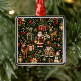 Lyxig Vintage Jul Holiday Mönster Premium Julgransprydnad Metall