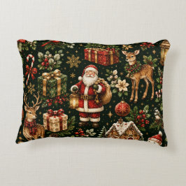 Lyxig Vintage Jul Holiday Mönster Prydnadskudde