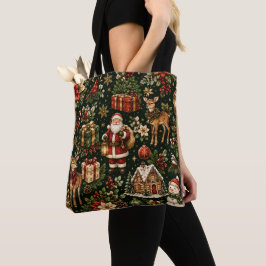 Lyxig Vintage Jul Holiday Mönster Tygkasse