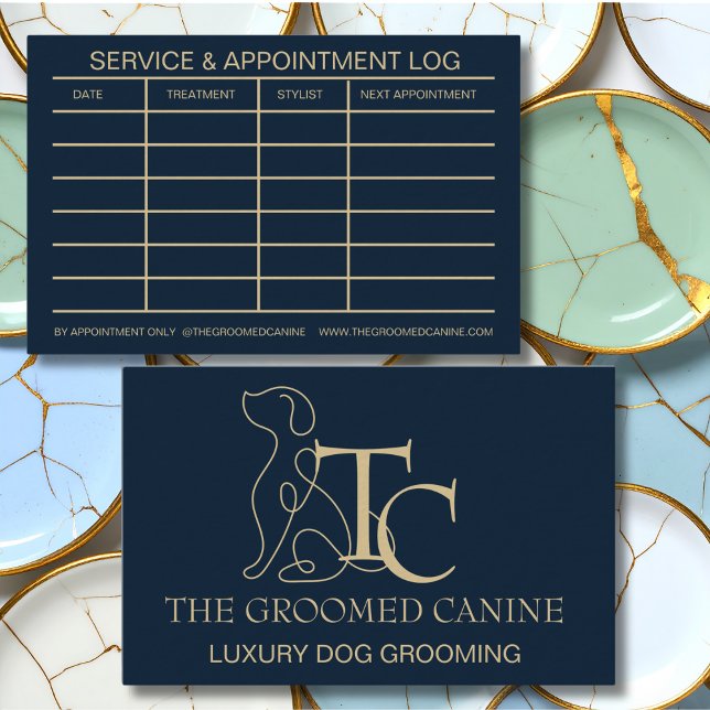 Lyxig Visitenkort för Hundvård i Midnight Navy Visitkort (Dog grooming business card)