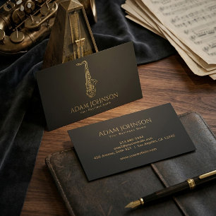 Lyxig visitkort för musiker Guld Saxofon