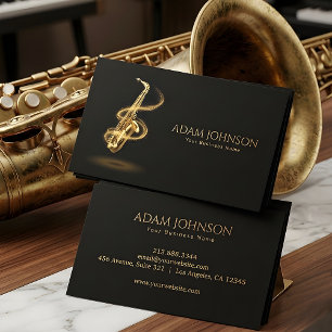 Lyxig visitkort för musiker Guld Saxofon
