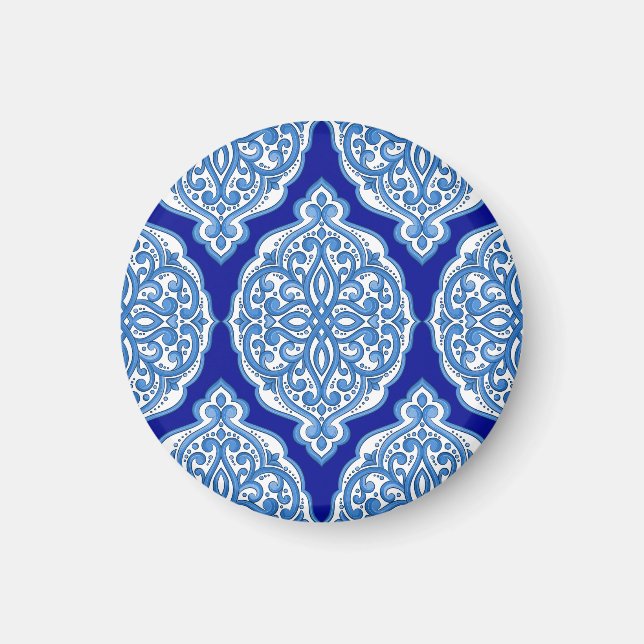 Lyxig vit-blå, turkisk ornamentik. magnet (Framsidan)