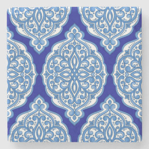 Lyxig vit-blå, turkisk ornamentik. stenunderlägg